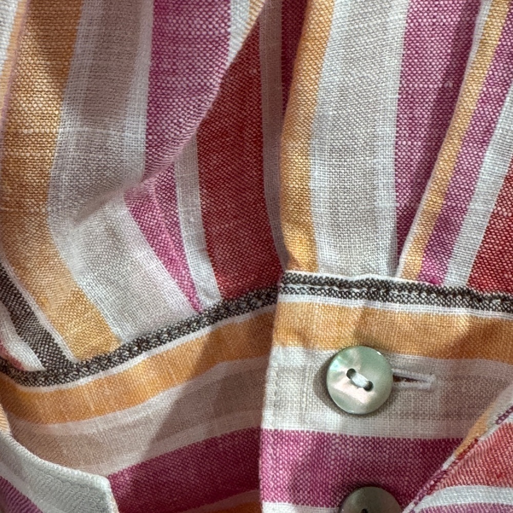 Chico's Striped Three-Quarter Button-Down Shirt - Picture 3 of 8